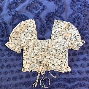 Poka Dot Front Ruched Top